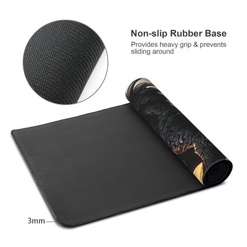 XXL Gaming Mouse Pad 35.4 x 15.7 Inch, Large Extended Desk Mousepad with Dragon Design, Water-Resistant Surface, Stitched Edges, Non-Slip Rubber Base Desk Mat for Gaming & Office - color: Dragon