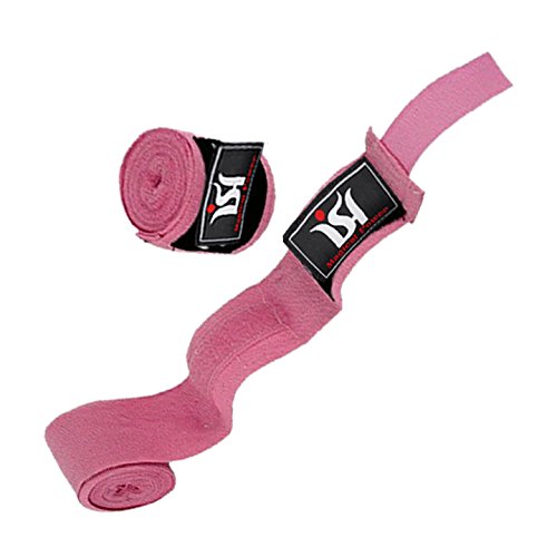 Mexican 180" Elastic Cotton Hand Wraps Bandages for Boxing Kickboxing Muay Thai MMA Training Pair - color: Pink