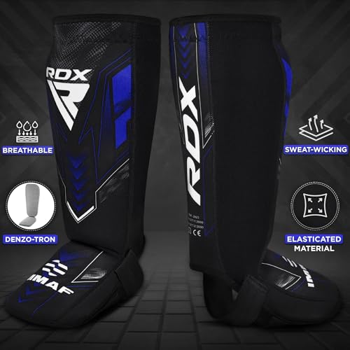 RDX IMMAF Approved Shin Guards, Competition Level Neoprene Shin Pads for Sparring and Grappling, MMA Kickboxing, Professional Shin Insteps Protection, Men Women - color: Blue, size: XX-Large