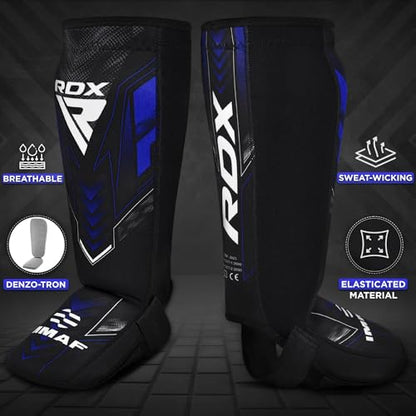 RDX IMMAF Approved Shin Guards, Competition Level Neoprene Shin Pads for Sparring and Grappling, MMA Kickboxing, Professional Shin Insteps Protection, Men Women - color: Blue, size: XX-Large