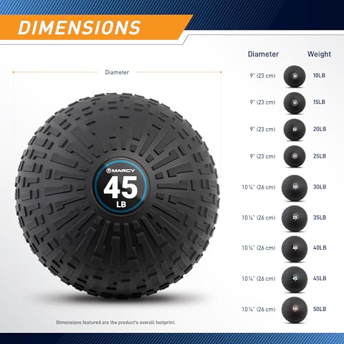 Marcy Slam Ball, 10–50 lbs Dead Weight, Non-Bounce, Sand-Filled Medicine Ball with Durable PVC Shell & Textured Grip for Slams, Tosses, Core & Full Body Training - size: 25 LB