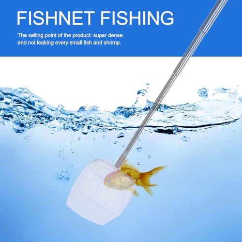 INOOMP Adjustable Fish Tank Shrimp Net with Extendable Handle Fine Mesh Aquarium Fishing Net for Pond and Nano Fish Blue Square Shrimp with Hook Attachment