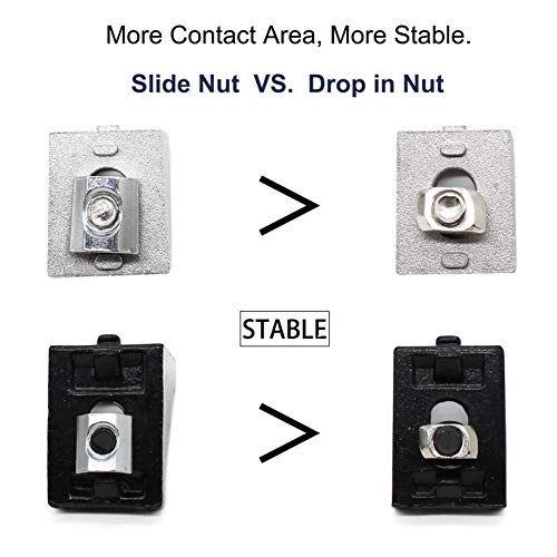 20Sets 10 Extrusion Brackets 1" x 1" 1010 Series Aluminum Extrusion Profiles Connector Set, 20pcs 10 Extruded Aluminum Corner with T Slide Nuts Bolts for 10 Series Extrusion Profiles Rail - style: 20 sets bracket with m6