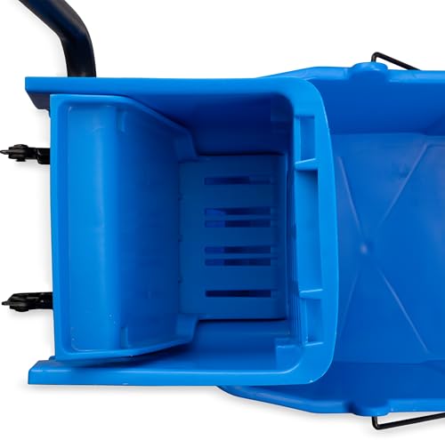 SPARTA Commercial Mop Bucket With Side Press Wringer, Floor Cleaning Essentials for Commercial and Home Use 26 Quart Capacity, 1 Count, Blue - color: Blue