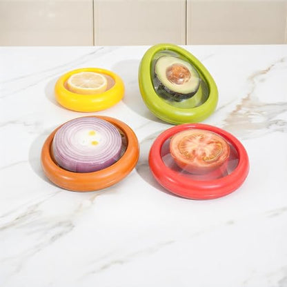 Set of 4 Reusable Fruit & Veggie Saver Boxes, Washable Fresh Produce Storage Containers for Avocados, Tomatoes, Apples, Garlic, Onions & Vegetables