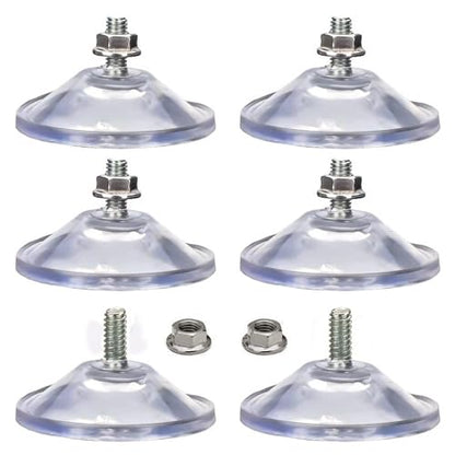 XJKJ M6 x 14 6 PCS Heavy Duty Suction Cups for Windows & Glass, Strong Reusable Suction Cups No Residue Window Suction Cups for Car, Aquarium, Smooth Surfaces, Outdoor Decor, Mounting Hooks, Tools