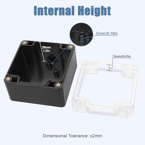 Junction Box with Clear Cover IP65 Waterproof Project Box Dustproof ABS Plastic Electrical Project Boxes Universal Enclosure, Black 3.2"x 3.1"x 2.2"(83x81x56mm)(Pack of 2)