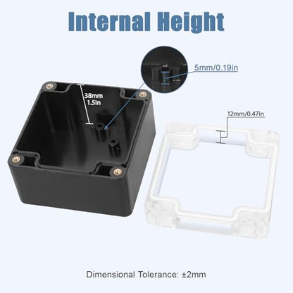 Junction Box with Clear Cover IP65 Waterproof Project Box Dustproof ABS Plastic Electrical Project Boxes Universal Enclosure, Black 3.2"x 3.1"x 2.2"(83x81x56mm)(Pack of 2)