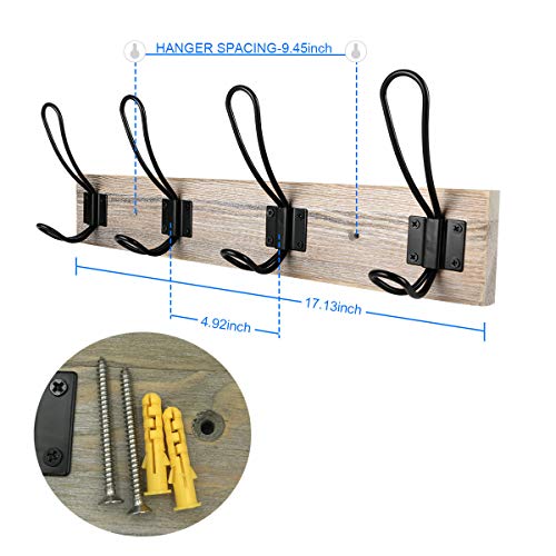 Wall Mounted Coat Rack, Wooden Entryway Vintage Rustic Coat Rack - size: Metal 4-Hook
