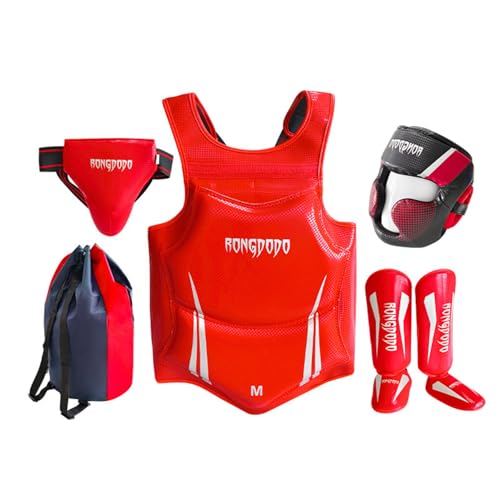 Karate Boxing Martial Arts Kickboxing Training Taekwondo Sparring Body Chest Protector Set - color: Red, size: Large