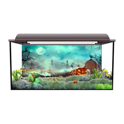 Aquarium Sticker Background Poster Halloween Fish Tank Decoration Self Adhesive Wallpaper Background(41x61cm)