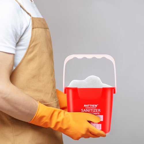 Matthew Red&Green&Blue Detergent and Sanitizing Cleaning Bucket 3 Quart Cleaning Pail,Set of 3 Square Containers,Built-In Spout w/Handle,Wash Rinse Sanitize Handwash Bucket,Incl.3Pcs Microfiber Cloths - color: Red&green&blue, size: 3 Quarts-3Pack