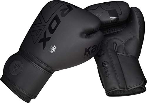 RDX Boxing Gloves, Pro Training Sparring, Maya Hide Leather, Muay Thai MMA Kickboxing, Men Women Adult, Heavy Punching Bag Focus Mitts Pads Workout, Ventilated Palm, Multi Layered, 8 10 12 14 16 18 Oz - color: BLACK, size: 10 OZ
