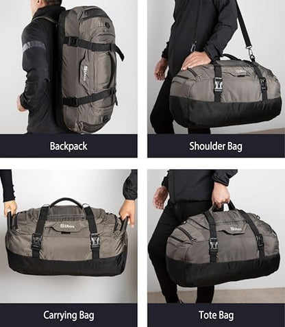 Ubon Convertible Duffel Backpack Weekender Gym Bag with Shoe Compartment - color: Grey, size: 65L