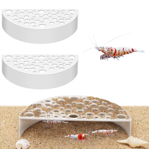 2 Pcs Shrimp Hides for Aquarium Shrimp Hides Hideout Aquarium Cave Fish Tunnel for Fish Tank Accessories Decor(White) - color: White