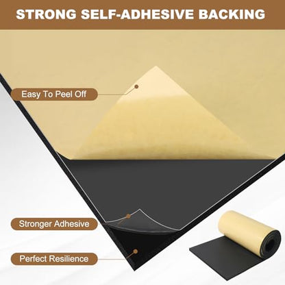 Eunice Sponge Neoprene Foam Sheet with Adhesive, 12 in x 59 in x 1/16 in Foam Rubber Roll Cut to Multiple Dimensions, High Density Rubber Padding for Shock Pad, DIY, Crafts - size: 12 in x 59 in x 1/16 in