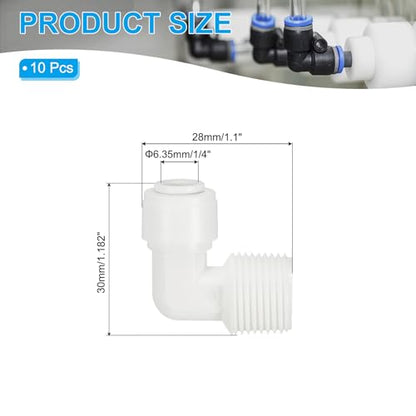 PATIKIL Water Purifier Elbow Connector 3/8" NPT Female x 1/4" OD Tube, 10 Pcs Quick Push to Connect Tube Fitting for RO/DI Reverse Osmosis Water Filter Purifier Plumbing System, White