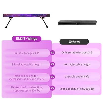 EL&IT·Wings 6/8ft Gymnastic Balance Beam,Adjustable High and Low Level Floor Beam - color: StarryPink, size: 6FT