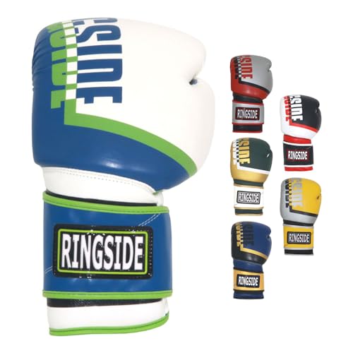 Ringside Bullet Sparring Boxing Gloves - High-Performance Synthetic Leather for Boxing, MMA, Muay Thai - Secure Fit, Ventilated Comfort for Men & Women, Ideal for Training & Combat Sports - color: White/Blue, size: 16 Ounce