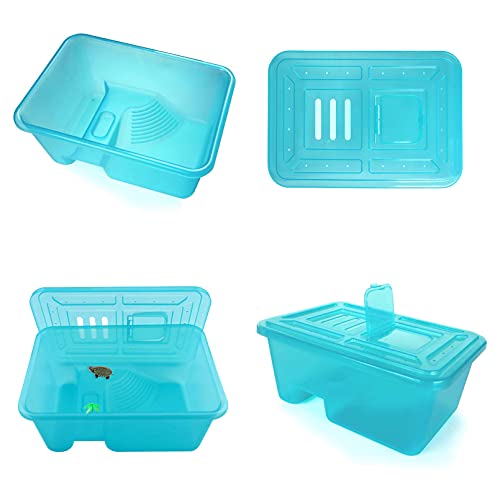 Turtle Tank Aquarium, Turtle Habitat Reptile Plastic Terrarium Safe Durable, Tortoise Tank with Lid Prevent from Climbing Escaping (Small) - size: Small - 13x9.2x5.5 Inch