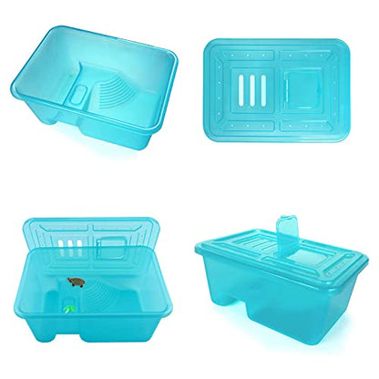 Turtle Tank Aquarium, Turtle Habitat Reptile Plastic Terrarium Safe Durable, Tortoise Tank with Lid Prevent from Climbing Escaping (Small) - size: Small - 13x9.2x5.5 Inch