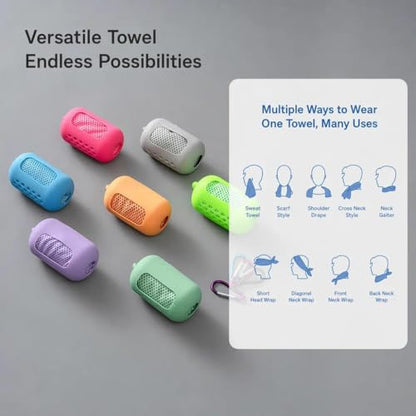 Cooling Towel with Silicone Case, Quick Dry Sports Towel, 11.8 x 35.4 in - color: Black, size: Medium