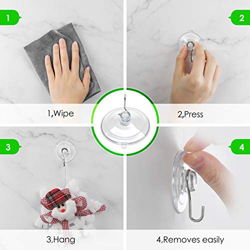HangerSpace Suction Cup Hooks, 12 Packs Combo Set Clear PVC Suction Cups with Metal Hooks Removable Suction Cups for Kitchen Bathroom Shower Wall Window Glass Door (2 Large, 6 Medium, 4 Small),Variety - size: Variety