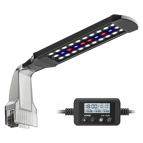 NICREW Clip on Aquarium Light, Fish Tank Light with White, Blue and Red LEDs, Planted Aquarium Light for Nano Tank, 2 Lighting Modes