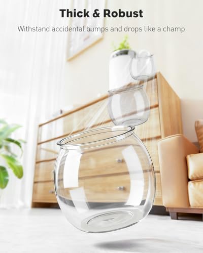 Pawfly 0.5 Gallon Mini Plastic Fish Bowl, Unbreakable Small Fishbowl Desktop Aquarium, Clear Round Plastic Fish Tank for Small Fish, Shatterproof Betta Fish Tank Goldfish Bowl, Decorative Globe Vase - size: 0.5 Gallon Fish Bowl