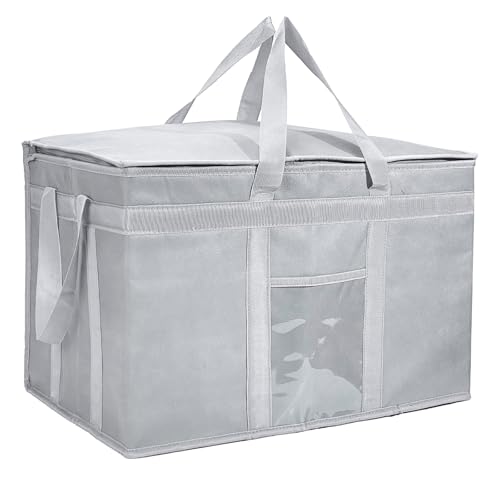 Yalin XXXL Large Insulated Cooler Bag, Styrofoam Cooler of Keep Food Hot or Cold, Reusable Double Zipper Food Delivery Bag for Grocery Shopping, 23" W x 15" H x 14" D - color: Grey, size: 3X-Large