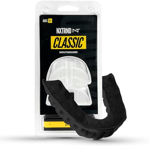 2 Pack Nxtrnd Classic Mouthguard, Custom Fit Sports Mouthpiece for Football, Boxing, MMA, Basketball, Hockey, Lacrosse, Youth & Adult (Black) - color: Black