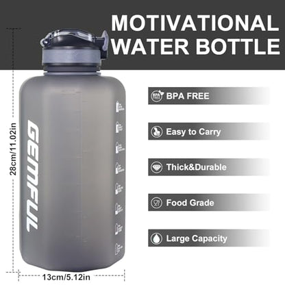 GEMFUL 74oz Motivational Water Bottle with Straw & Time Marker Gym (Grey) - color: Grey with Straw