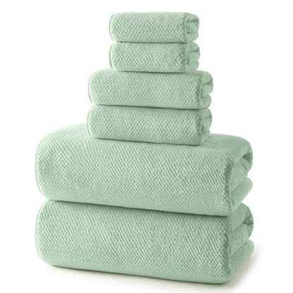 REDKISS Ultra Soft 6 Piece Towel Set, Premium Towels for Bathroom, Highly Absorbent, Quick Dry, Lightweight Bath Towels Set Collection, Includes 2 Bath Towels, 2 Hand Towels, 2 Washcloths, Green - color: Light Green