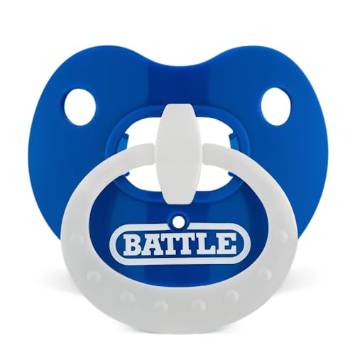 Battle Binky Oxygen Football Mouthguard | Maximum protection for safe secure fit, Built-in airflow channels, No boiling required, Advanced composite material - color: Royal Blue/White
