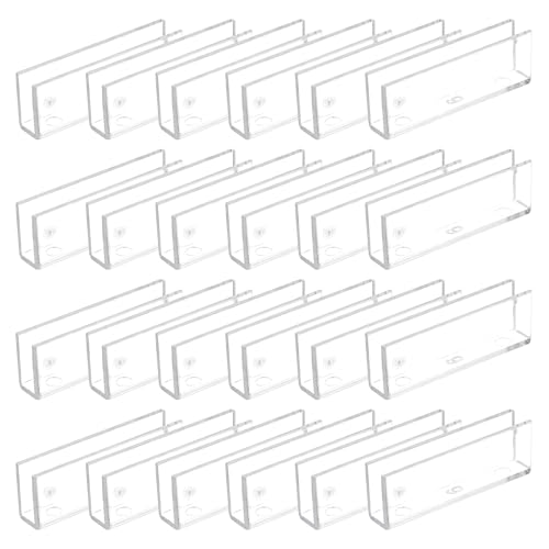 uxcell 24Pcs Plastic Glass Connector, Suitable for 6mm Thick 180 Degree Glass to Glass Clamp, Fixing Bracket Rimless Clip Holder for Aquarium Fish Tank Display Shelves, Transparent - color: Transparent, size: 6mm