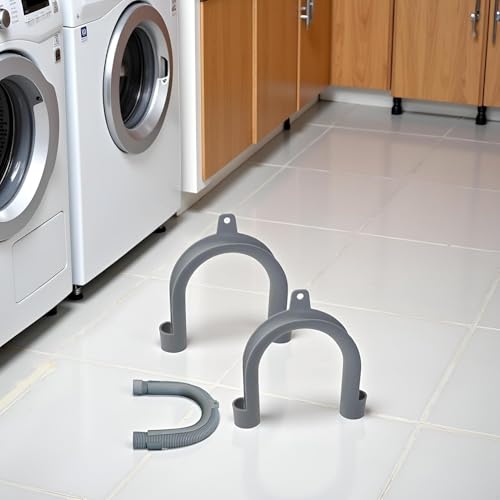 2Pcs Gray Plastic U-Shape Washing Machine Drain Hose Holder - Secure & Organize Drain Hose, 2 Pack