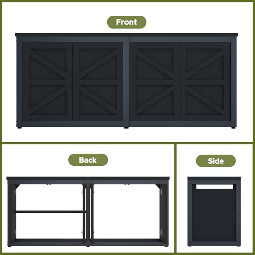 knoworld 180-200 Gallon Fish Tank Stand with Built-in Power Outlet, 71.6" L x 23.6" W Heavy Duty Aquarium Stand with Cabinet Storage, 3500 LBS Steel Frame Terrarium Base for Living Room Display, Black
