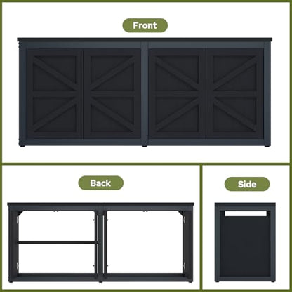 knoworld 180-200 Gallon Fish Tank Stand with Built-in Power Outlet, 71.6" L x 23.6" W Heavy Duty Aquarium Stand with Cabinet Storage, 3500 LBS Steel Frame Terrarium Base for Living Room Display, Black