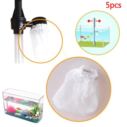 5pcs Aquarium Filter Bag Fish Tank Mesh Cotton Elasticated Bag Cleaning Tools