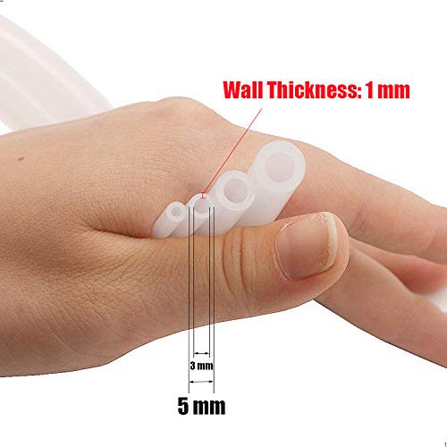 Silicone Tube 1/8"(3mm) ID x 3/16"(5mm) OD Clear Flexible Silicone Rubber Tubing Water Air Hose Pipe Transparent (3.3ft / 1m；3 x 5mm) - size: 3mm ID x 5mm OD