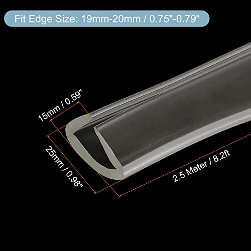 uxcell U Channel Edge Trim, 8.2ft Length Soft Rubber Guard Seal Strip Edge Protector Fit for 19-20mm Edge, (19/32" W x 63/64" H) Clear - size: 19/32"x 63/64"x 8.2ft