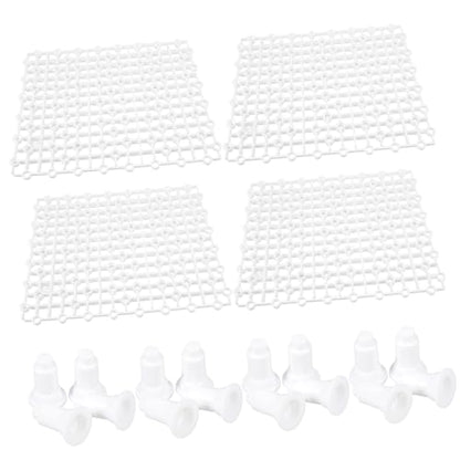 HANABASS 4pcs Aquarium Divider Boards Reusable Fish Tank Bottom Plate Grid Flexible Splicing Design Material for Fish Separation and Filtration Pegs Included