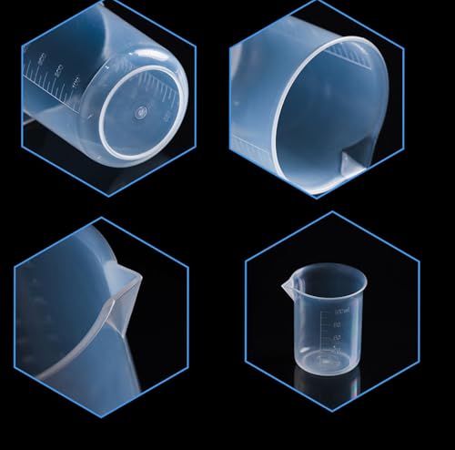 8Pcs 1.7 Oz Transparent Lab Measuring Cup 50ml Liquid Measuring Plastic Graduated Beaker Transparent for Lab Kitchen liquids (8pcs-50ml/1.7oz)