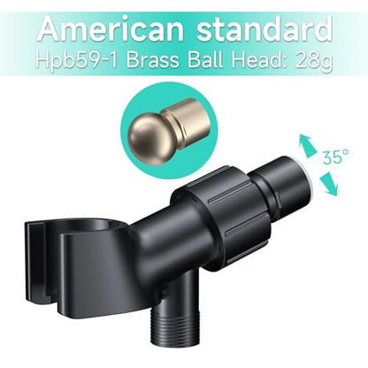 Adjustable Handheld Shower Head Holder- Brass Ball, Premium ABS Bracket- 360 Degree Rotatable Arm Mount and Hose Connector, Shower Adapter- Adjustable Shower Arm Mount, MAYYAYA (Black) - color: Black