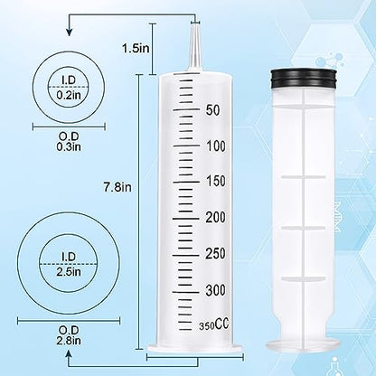 3pcs 350ml Syringes with Needle 14G 1.5”, Extra Large Plastic Syringes for Glue Dispensing, Scientific Labs, Watering, Refilling, Multiple Uses - style: 350 ml