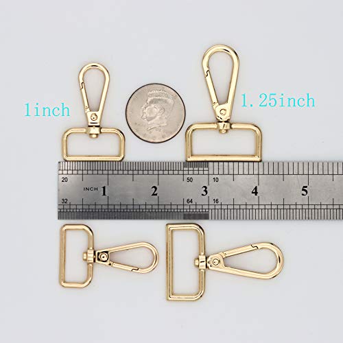 JWBIZ 15 Pcs D Ring Swivel Lobster Claw Clasp, Push Gate Snap Hooks Trigger Clips(Gold, 1 inch) - color: Gold, size: 1 inch