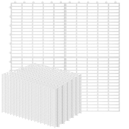 30 Pcs Anti-Slip Drainage Tiles Interlocking Shower Floor Mats 12" x 12" Soft TPE Bathroom Splicing Mats with Drain Holes for Pool, Deck, Garage & Pet Areas(White) - color: White
