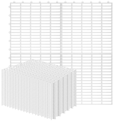 30 Pcs Anti-Slip Drainage Tiles Interlocking Shower Floor Mats 12" x 12" Soft TPE Bathroom Splicing Mats with Drain Holes for Pool, Deck, Garage & Pet Areas(White) - color: White
