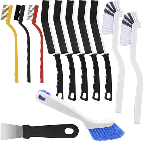Crevice Cleaning Brush 12Pcs, Hard Bristle Deep Cleaning Brushes Supplies for Household use, Kitchen, Bathroom, Corner, Grout, Sink, Cup, Teapot, Bottle, Blender - color: 12pcs
