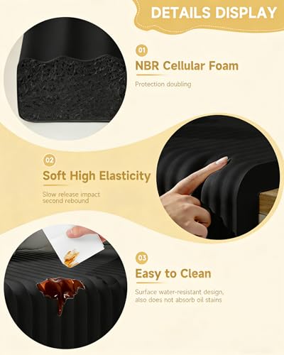 Extra Wide Thick Edge Protectors for Baby, Pre-Taped 6.56ft Foam Guard | 7.9''W Corner Protector, 0.47'' Thick Soft Rubber Foam Padding for Fireplace Table Stair Wall, Waterproof, Black